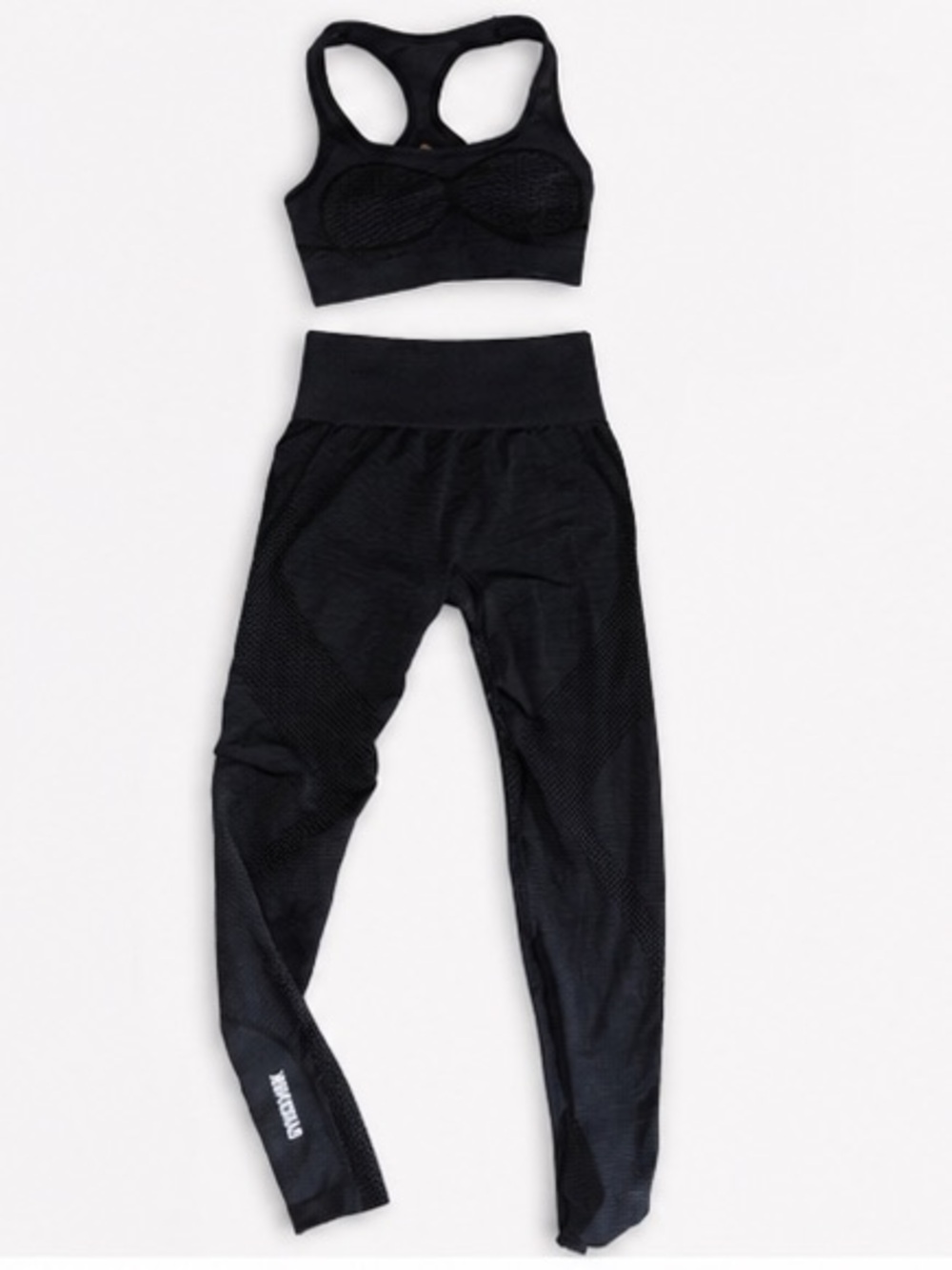 GYMSHARK - navy and black sports bra + leggings workout set